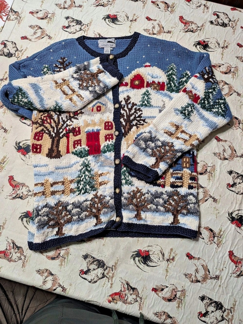 Northern Isle Nordic Fair Isle Cardigan Blue Large